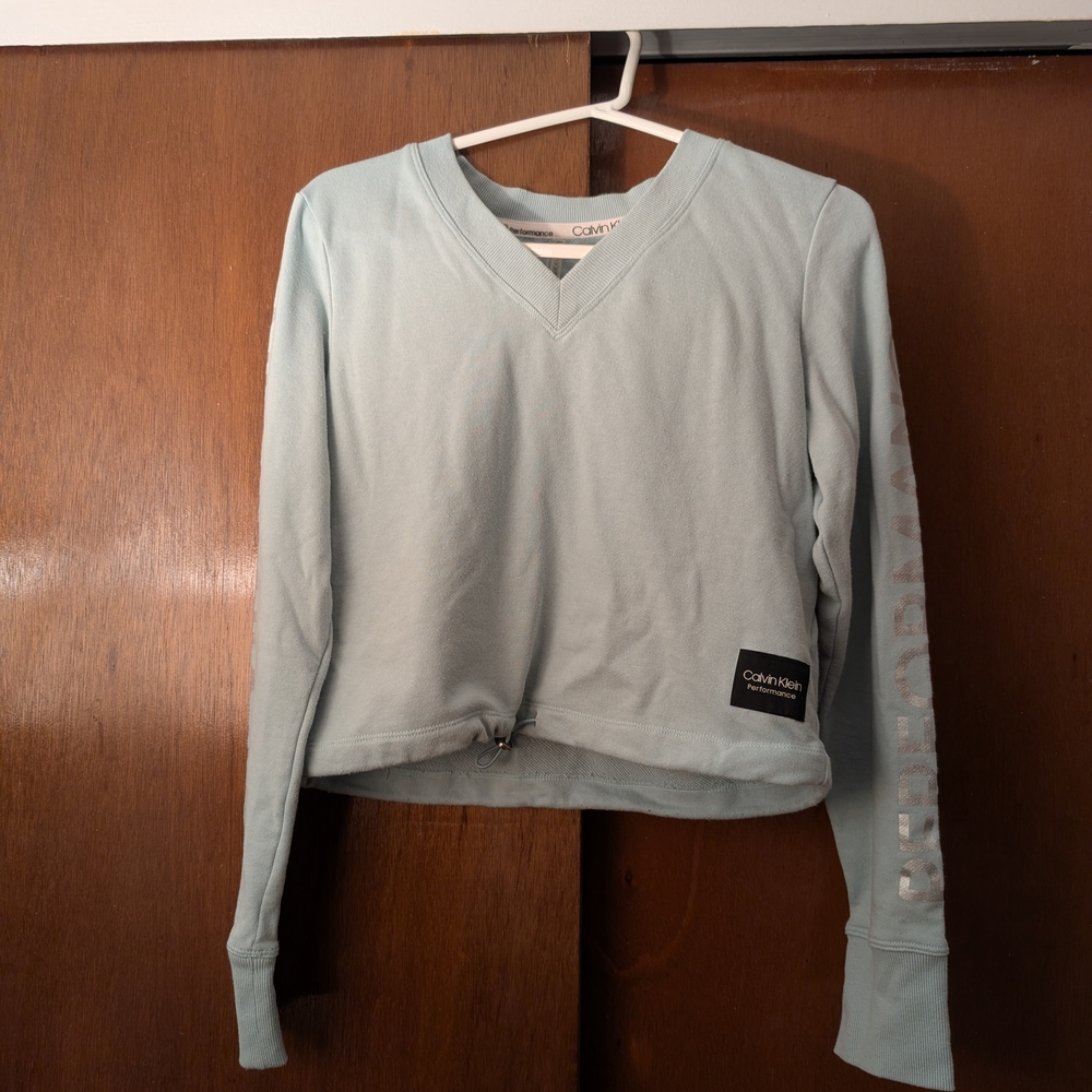 Calvin Klein Light Blue V-Neck Sweatshirt